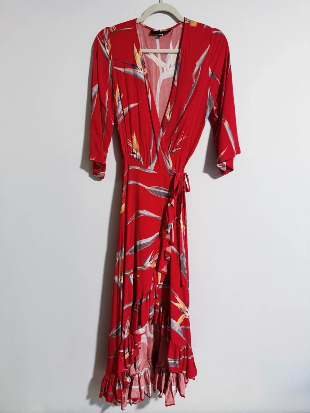Lexbreezy - Red Bird of Paradise Wrap Dress